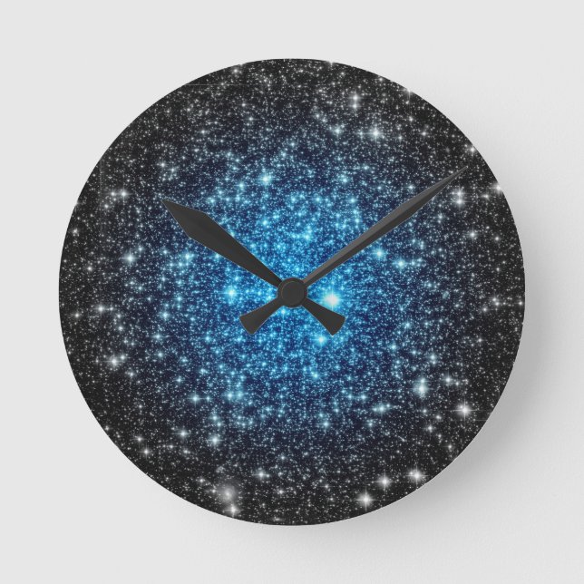 Reloj Redondo Mediano Galaxia azul y negra (Anverso)