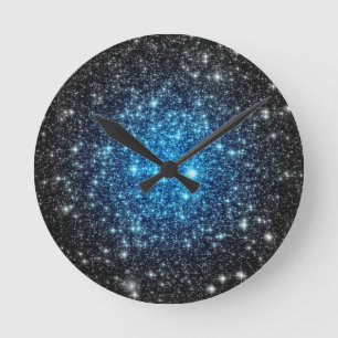 Reloj Redondo Mediano Galaxia azul y negra