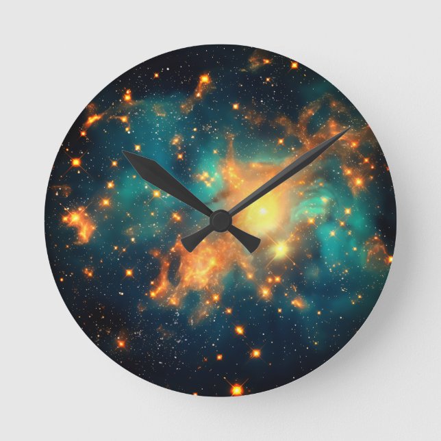 Reloj Redondo Mediano Galaxia Cósmica Glam Stylish (Anverso)