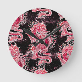 Reloj Redondo Mediano Galaxia del Dragón Rojo