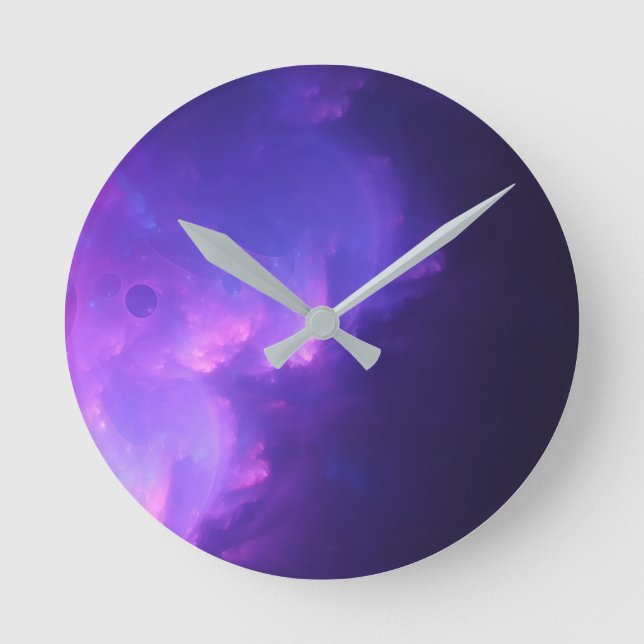 Reloj Redondo Mediano galaxia púrpura (Anverso)