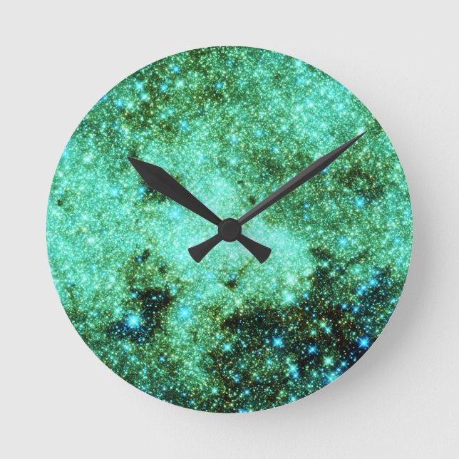 Reloj Redondo Mediano Galaxia Vía Láctea Verde (Anverso)