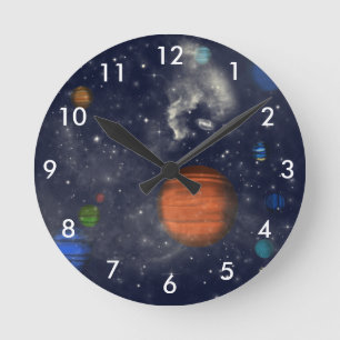 Reloj Redondo Mediano Galaxias con estrellas y planetas en el espacio