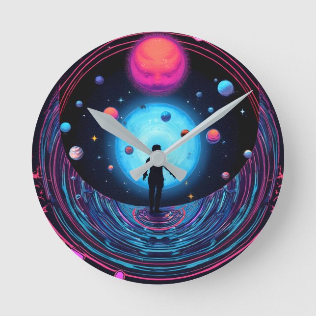 Reloj Redondo Mediano Galaxy Aesthetic Wall Clock – Outer Space Room Déc (Anverso)