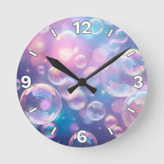Reloj Redondo Mediano Galaxy Iridescent Soap Bubbles Dreamy Home Decor