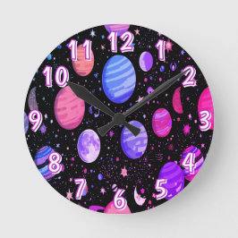 Reloj Redondo Mediano Galaxy Time Pieza Astronauta Espacio Ultraterrestr