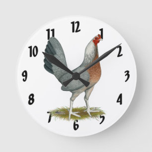 Reloj Redondo Mediano Gallo Americano Plateado Azul