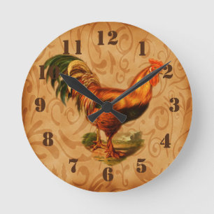 Reloj Redondo Mediano Gallo de Campo Rústico Cocina Ornata