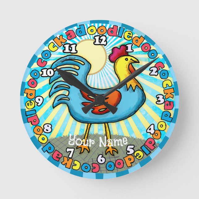 Reloj Redondo Mediano gallo de corral (Anverso)