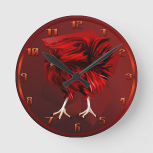 Reloj Redondo Mediano Gallo rojo caliente Wallclock