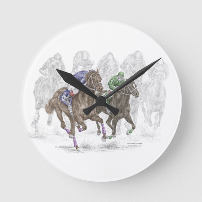 Reloj Redondo Mediano Galloping Race Horses (Anverso)