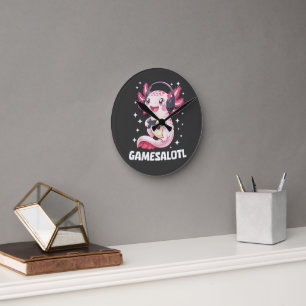 Reloj Redondo Mediano Gamesalotl Axolotl Gaming
