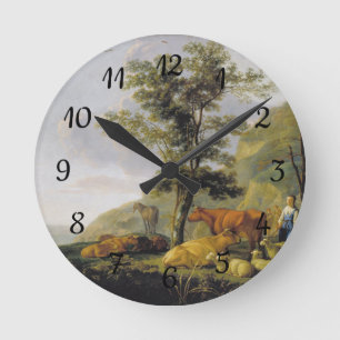 Reloj Redondo Mediano Ganado cerca de un río Aelbert Cuyp