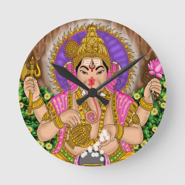 Reloj Redondo Mediano Ganesha Clock (Anverso)