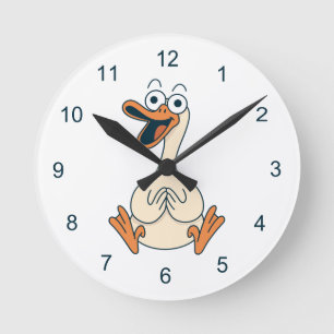 Reloj Redondo Mediano Ganso Tonto, Extravagante, Ganso de Dibujos Animad