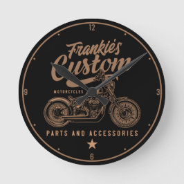 Reloj Redondo Mediano Garaje de motocicleta Bobber Personalizado de moto