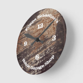 Reloj Redondo Mediano Garaje del taller de Patina Negra Rusty de 4 númer