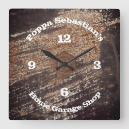 Reloj Redondo Mediano Garaje del taller de Patina Negra Rusty de 4 númer