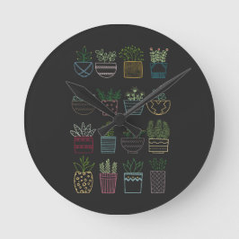 Reloj Redondo Mediano Garden Party avec pots et fleurs