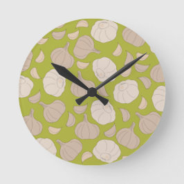 Reloj Redondo Mediano Garlic Pattern - Garlic Cloves & Bulb Kitchen