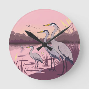 Reloj Redondo Mediano Garzas junto al Lago