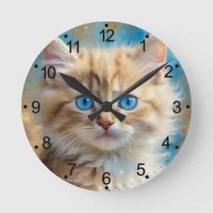 Reloj Redondo Mediano Gatito Adorable