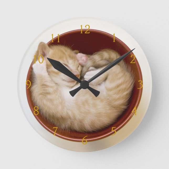 Reloj Redondo Mediano Gatito durmiente (Anverso)