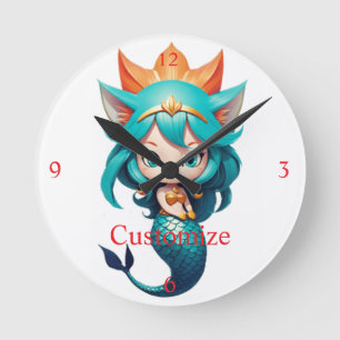 Reloj Redondo Mediano Gatito Lindo Sirena Thunder_Cove