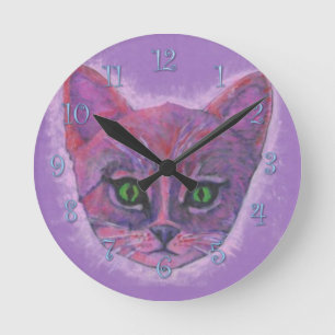 Reloj Redondo Mediano Gatito púrpura