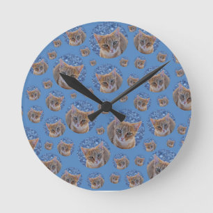 Reloj Redondo Mediano Gatito rojo lindo - patrón de gato