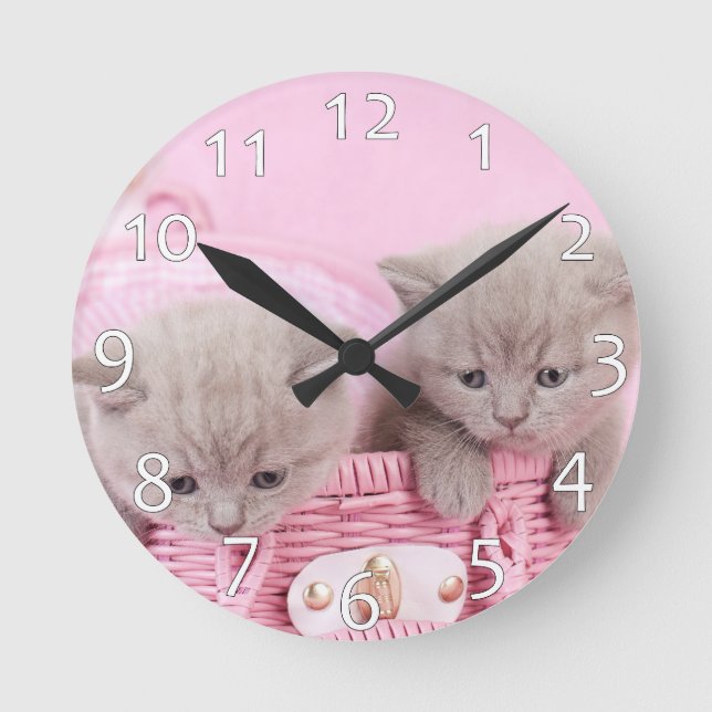 Reloj Redondo Mediano Gatitos británicos del shorthair (Anverso)