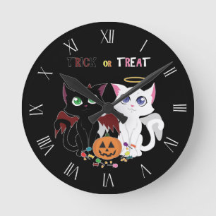 Reloj Redondo Mediano Gatitos trucos o tratados