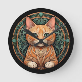 Reloj Redondo Mediano Gato Art Nouveau Ginger