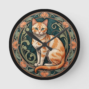 Reloj Redondo Mediano Gato Art Nouveau Ginger