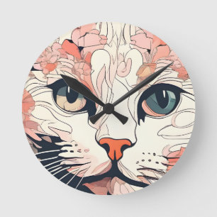 Reloj Redondo Mediano Gato artístico