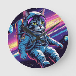 Reloj Redondo Mediano Gato Astronauta Divertida – Meowt of This World