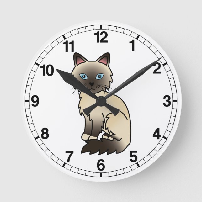 Reloj Redondo Mediano Gato Birman / Ragdoll de punta de foca (Anverso)