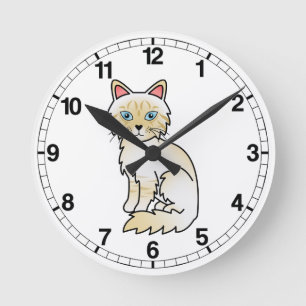 Reloj Redondo Mediano Gato Birman / Ragdoll de tabby crema