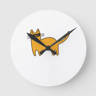 Reloj Redondo Mediano Gato con gafas de sol geniales