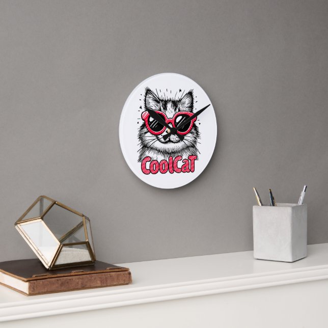 Reloj Redondo Mediano Gato Cool 1 (Oficina)