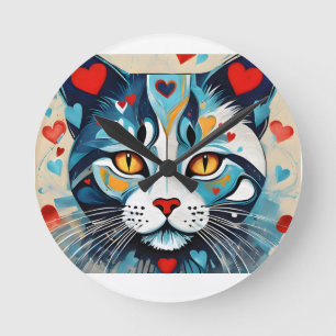 Reloj Redondo Mediano Gato de corazón