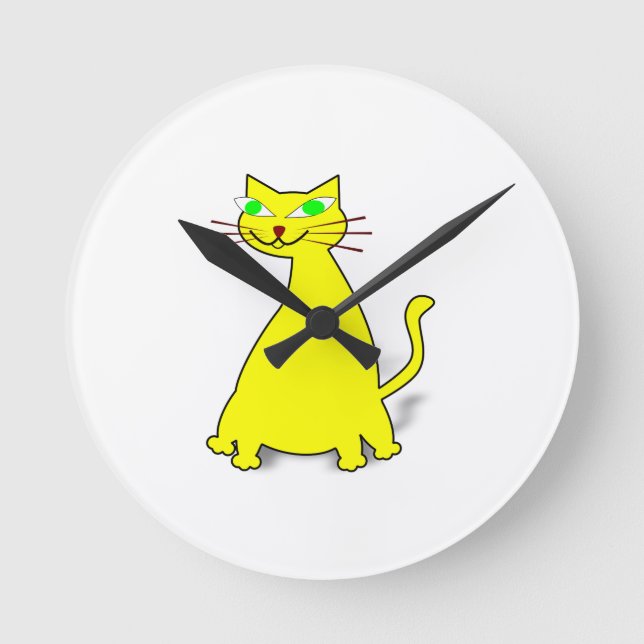 Reloj Redondo Mediano Gato de grasa amarillo (Anverso)