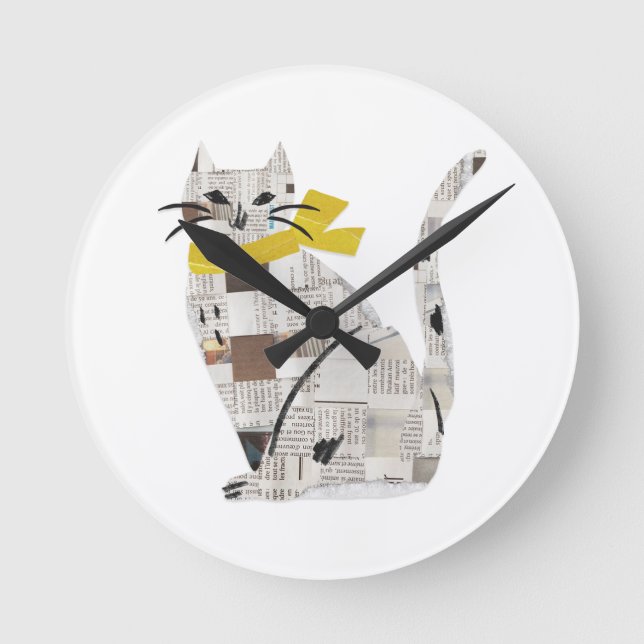 Reloj Redondo Mediano gato de newspapar (Anverso)