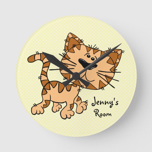Reloj Redondo Mediano Gato de Personalizado Kitty (Anverso)