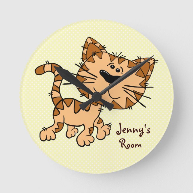 Reloj Redondo Mediano Gato de Personalizado Kitty (Anverso)