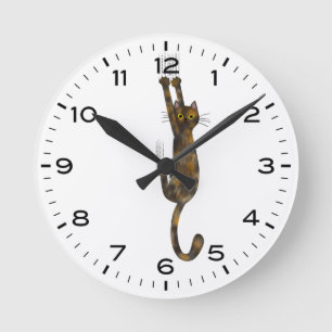 Reloj Redondo Mediano Gato De Tortoise Shell Colgado En Funny