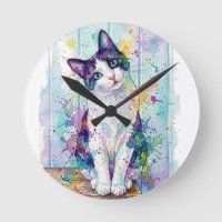 Gato de traje de agua multicolor caprichoso Pos