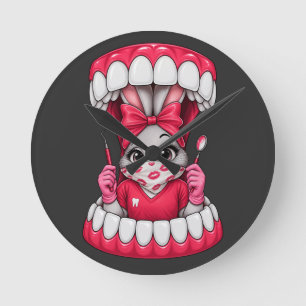 Reloj Redondo Mediano Gato Dentista Adorable Arte Divertido de Higiene D