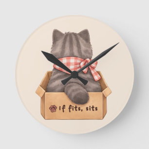 Reloj Redondo Mediano Gato en la caja