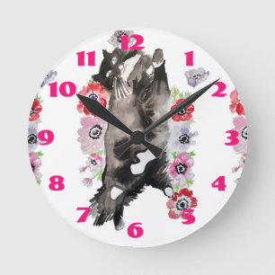 Reloj Redondo Mediano Gato esmoquin Gatos Arte Animal Niños Rosa